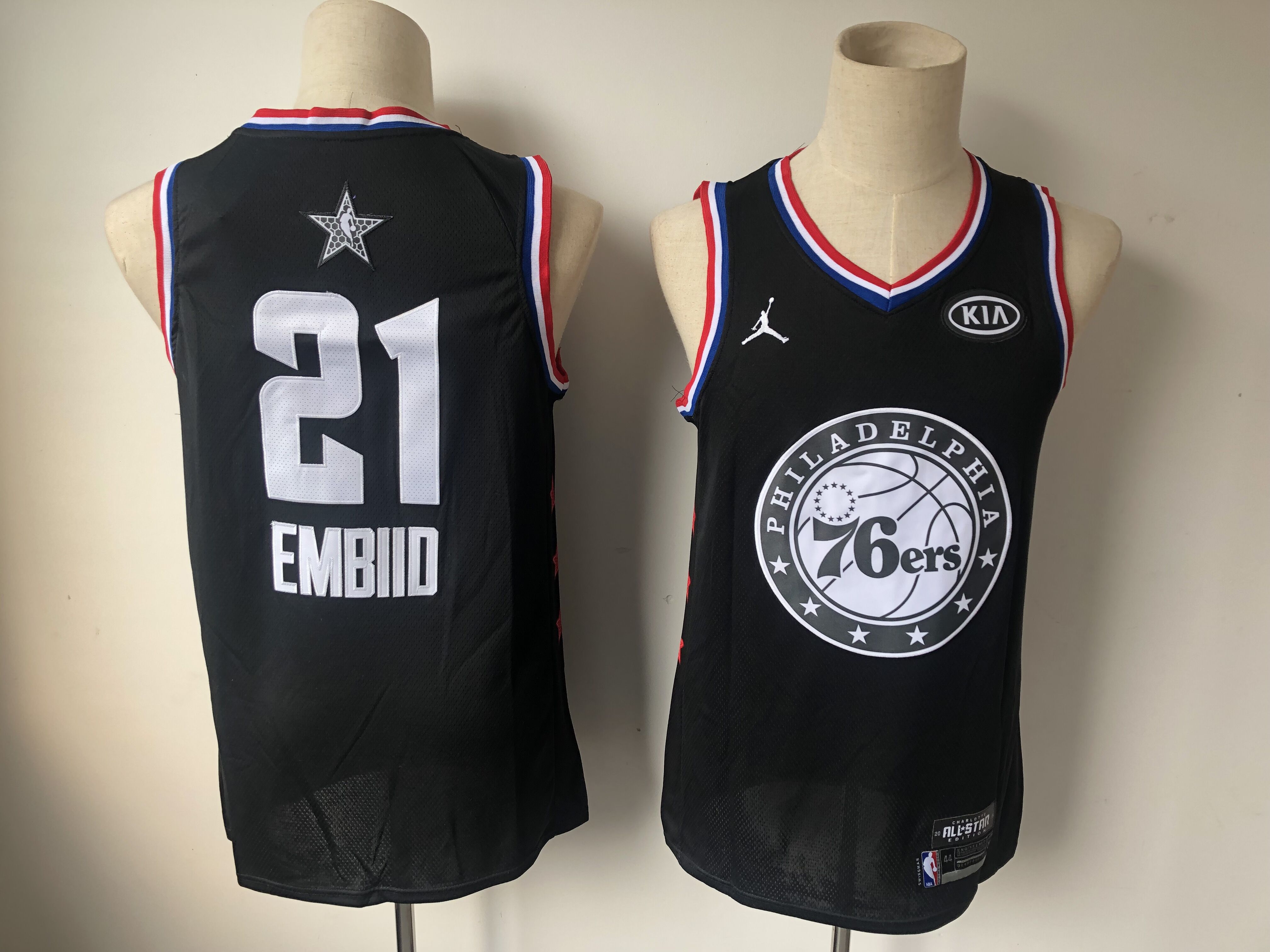 Men Philadelphia 76ers #21 Embiid Black 2019 All Star NBA Jerseys->golden state warriors->NBA Jersey